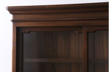 アンティーク家具　極上品!　和製アンティーク　希少な総ケヤキ材の重ねガラス戸棚(収納棚、飾り棚、キャビネット)