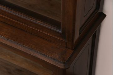 アンティーク家具　極上品!　和製アンティーク　希少な総ケヤキ材の重ねガラス戸棚(収納棚、飾り棚、キャビネット)
