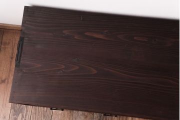 アンティーク家具　和製アンティーク　リメイク　丸窓が粋な雰囲気を加えるローボード(戸棚、収納棚)