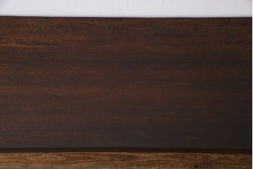 レトロ家具　昭和レトロ　ラワン材一枚板　古い木の質感が味わい深い鉄脚テーブル(コンソールテーブル、作業台)(2)