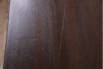 レトロ家具　昭和レトロ　ラワン材一枚板　古い木の質感が味わい深い鉄脚テーブル(コンソールテーブル、作業台)(2)