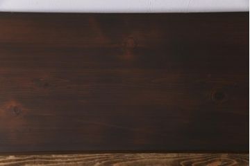 昭和初期　ヒノキ材一枚板の古材をリメイクしたシンプルな鉄脚テーブル(コンソールテーブル、作業台)