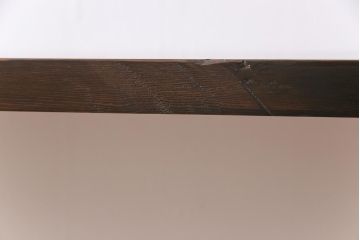 昭和初期　ヒノキ材一枚板の古材をリメイクしたシンプルな鉄脚テーブル(コンソールテーブル、作業台)