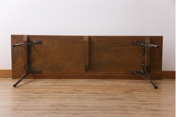古材リメイク　ケヤキ材一枚板　力強い杢目が目を引く鉄脚テーブル(コンソールテーブル、作業台)