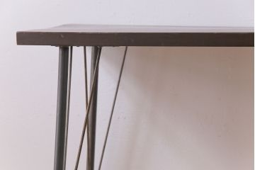 明治大正期　栃の木材一枚板　古材リメイク　渋い趣の鉄脚テーブル(コンソールテーブル、飾り台)