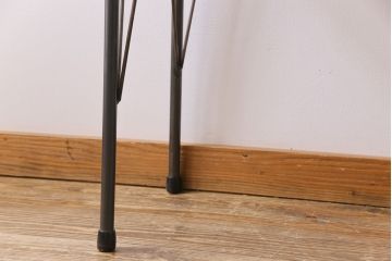 明治大正期　栃の木材一枚板　古材リメイク　渋い趣の鉄脚テーブル(コンソールテーブル、飾り台)