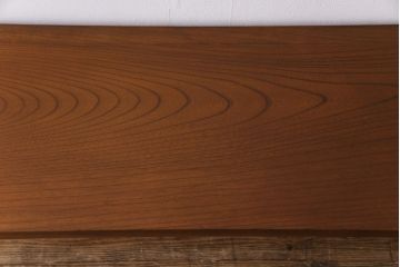 古材リメイク　ケヤキ材一枚板　温かな色味と力強い杢目が魅力の鉄脚テーブル(コンソールテーブル)