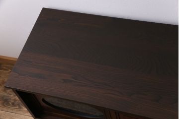 アンティーク家具　和製アンティーク　ケヤキの杢目が美しい上手物の脚付きローボード(ローチェスト、リビングボード)