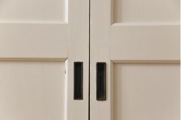 ペイント家具　無垢材　レトロなペイントカラーが魅力の板戸(引き戸、建具)4枚セット