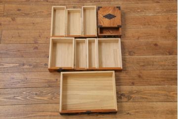 中古　工芸品　ケヤキ材　上手物　手打ち金具が趣深い船箪笥(帳箱、小箪笥)