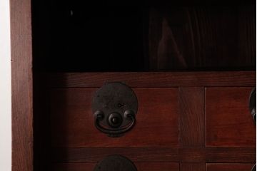 アンティーク家具　和製アンティーク　明治期　前面ケヤキ材　重厚な趣が魅力の松本帳場箪笥(チェスト、引き出し)