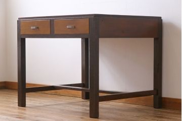 レトロ家具　昭和レトロ　ヒノキ材　シンプルで味のある平机(学習机、在宅ワーク、在宅用作業台、デスク)