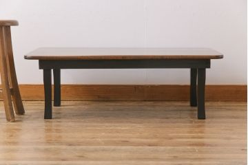 レトロ家具　昭和レトロ　栓材一枚板　懐かしさ漂う柔らかな風合いが魅力の角ちゃぶ台(座卓、ローテーブル)