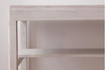 アンティーク雑貨　ペイント家具　シャビーな風合いがおしゃれな棚板付きサイドテーブル(コーヒーテーブル、花台)