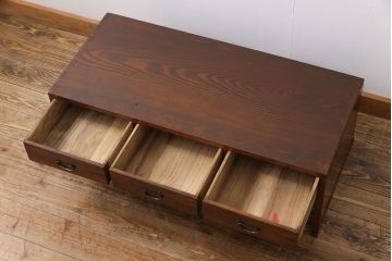 アンティーク家具　和製アンティーク　ヒノキ材の味わい豊かな文机(座机、ローテーブル)