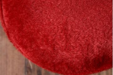 ヴィンテージ家具　ビンテージ　差し色にぴったりの赤いフェイクファースツール(椅子、チェア)