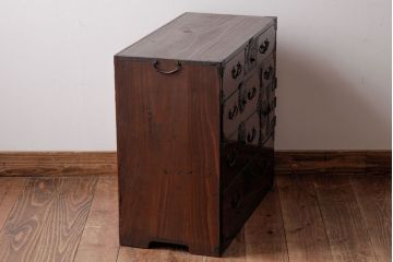 アンティーク家具　和製アンティーク　木地呂塗り　漆の光沢が美しい仙台小箪笥(時代箪笥、和タンス)