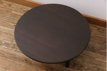 レトロ家具　昭和レトロ　渋みのある懐かしい雰囲気の丸ちゃぶ台(座卓、ローテーブル)