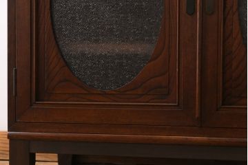 アンティーク家具　和製アンティーク　リメイク　脚付き　ケヤキの杢目が美しい上手物のローボード(ローチェスト、リビングボード)