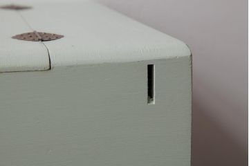 アンティーク雑貨　ペイント家具　淡いグリーンがレトロなソーイングボックス(裁縫箱、小引き出し、小物収納)