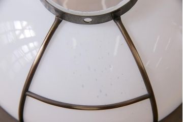 和製アンティーク　戦前　銅巻き　珍しいデザインのタッセル(飾り房)付き天井照明(吊り照明、電笠、シェード)