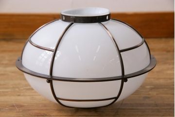 和製アンティーク　戦前　銅巻き　珍しいデザインのタッセル(飾り房)付き天井照明(吊り照明、電笠、シェード)