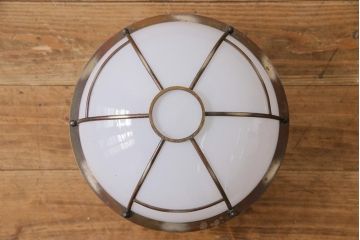 和製アンティーク　戦前　銅巻き　珍しいデザインのタッセル(飾り房)付き天井照明(吊り照明、電笠、シェード)