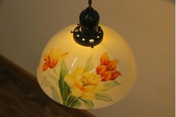 オールドノリタケ・則武(日陶)　チューリップ　華やかさを演出する電笠(天井照明、シェード)