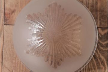 和製アンティーク　大正期　すりガラスに施されたカットが上品な天井ライト(カバー、天井照明)