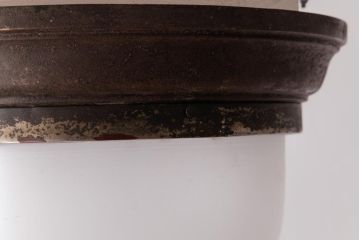 和製アンティーク　大正期　すりガラスに施されたカットが上品な天井ライト(カバー、天井照明)