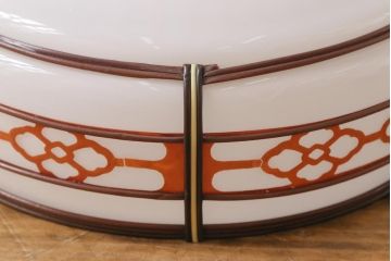 昭和レトロ　朱赤の花菱模様が愛らしいガラスのペンダントライト(天井照明、吊り下げ照明)