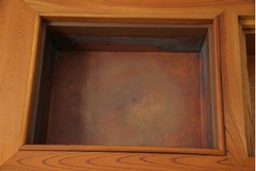 アンティーク雑貨　中古　総ケヤキ材　四尺　杢目が美しい関西火鉢(長火鉢、囲炉裏、テーブル)