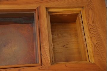 アンティーク雑貨　中古　総ケヤキ材　四尺　杢目が美しい関西火鉢(長火鉢、囲炉裏、テーブル)