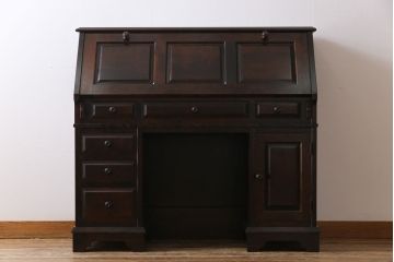 中古　北海道民芸家具　絶版品!シックなライティングビューロー(デスク、机)&チェア(イス)セット