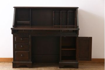 中古　北海道民芸家具　絶版品!シックなライティングビューロー(デスク、机)&チェア(イス)セット
