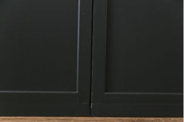 和製アンティーク　ペイント建具　モールガラス　色ガラス入り　モダンな雰囲気がお洒落な板戸2枚セット(建具、引き戸、ガラス戸)