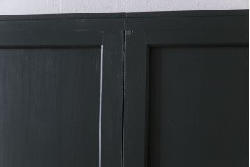 和製アンティーク　ペイント建具　モールガラス　色ガラス入り　モダンな雰囲気がお洒落な板戸2枚セット(建具、引き戸、ガラス戸)