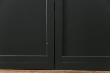 和製アンティーク　ペイント建具　モールガラス　色ガラス入り　モダンな雰囲気がお洒落な板戸2枚セット(建具、引き戸、ガラス戸)