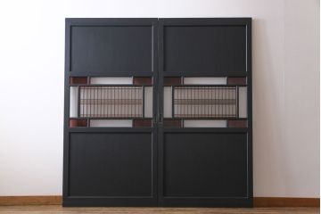 ペイント建具　ラフジュ工房オリジナルガラス　色ガラス入り　モダンな雰囲気がお洒落な板戸2枚セット(建具、引き戸、ガラス戸)