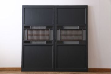 ペイント建具　ラフジュ工房オリジナルガラス　色ガラス入り　モダンな雰囲気がお洒落な板戸2枚セット(建具、引き戸、ガラス戸)