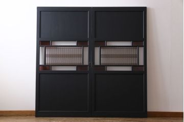 ペイント建具　ラフジュ工房オリジナルガラス　色ガラス入り　モダンな雰囲気がお洒落な板戸2枚セット(建具、引き戸、ガラス戸)