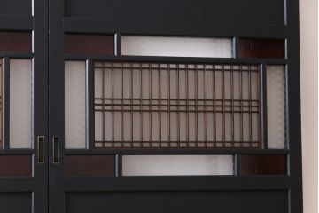 ペイント建具　ラフジュ工房オリジナルガラス　色ガラス入り　モダンな雰囲気がお洒落な板戸2枚セット(建具、引き戸、ガラス戸)