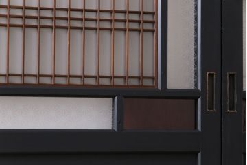 ペイント建具　ラフジュ工房オリジナルガラス　色ガラス入り　モダンな雰囲気がお洒落な板戸2枚セット(建具、引き戸、ガラス戸)