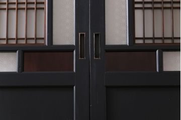 ペイント建具　ラフジュ工房オリジナルガラス　色ガラス入り　モダンな雰囲気がお洒落な板戸2枚セット(建具、引き戸、ガラス戸)