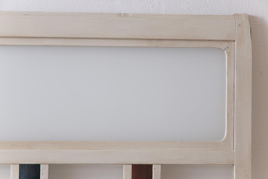 ペイント　アンティークペイントと色ガラスがお洒落な幅狭のガラス戸(建具、引き戸、仕切り戸)