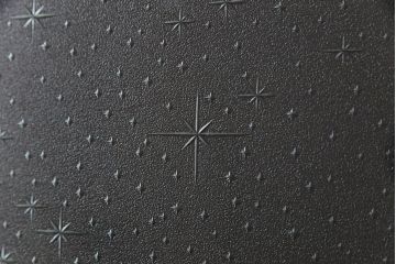ペイント　色ガラス　星ガラスがレトロな雰囲気のガラス戸(引き戸、仕切り戸、建具)4枚組