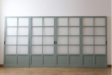 ペイント建具　淡い色合いと2種のガラスがおしゃれなガラス戸4枚セット(引き戸、建具)