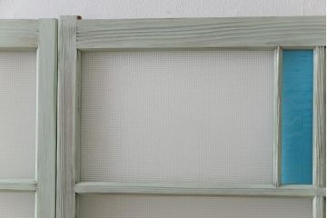 ペイント　色ガラス　爽やかな色合わせが目を惹くガラス窓(サッシ、引き戸、仕切り戸、建具)4枚組