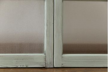 ペイント　色ガラス　爽やかな色合わせが目を惹くガラス窓(サッシ、引き戸、仕切り戸、建具)4枚組