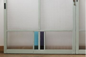 ペイント　色ガラス　爽やかな色合わせが目を惹くガラス窓(サッシ、引き戸、仕切り戸、建具)4枚組